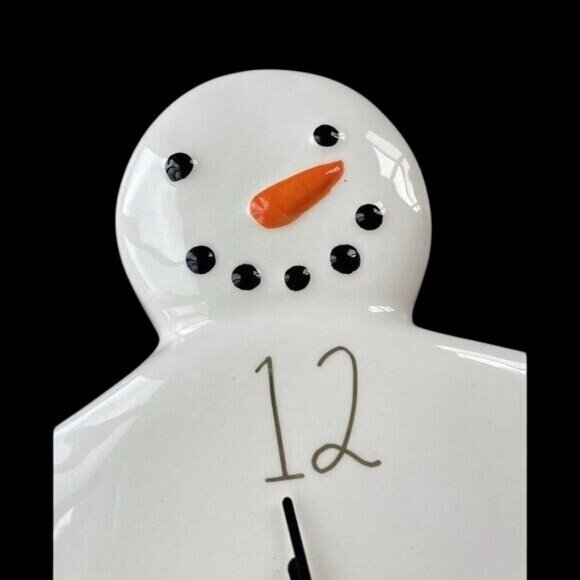 Rae Dunn Chill Snowman Clock Ceramic Holiday Christmas Magenta Artisan x 2 New - Picture 4 of 4
